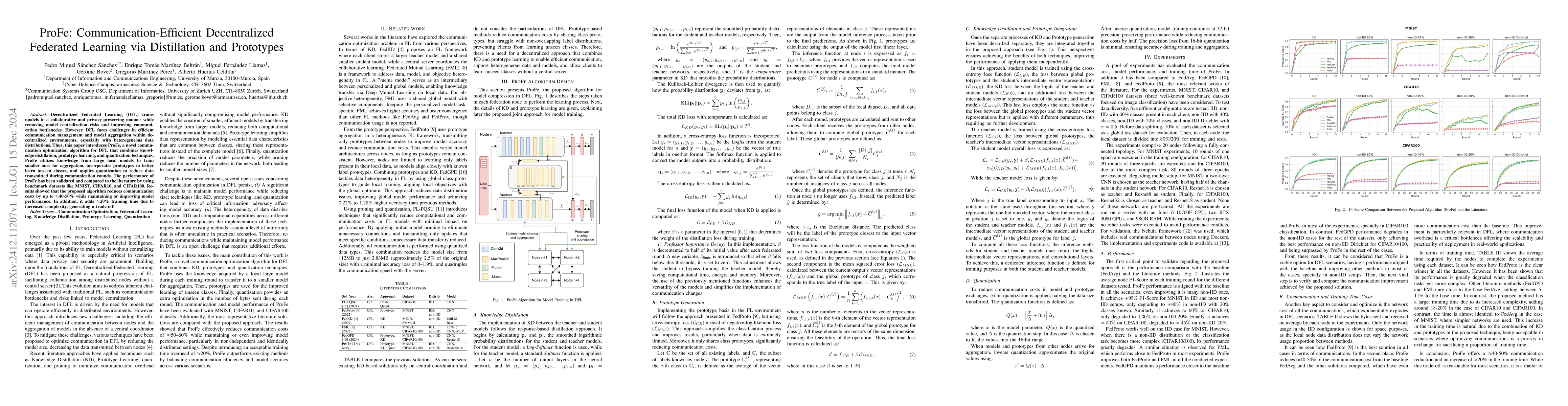 Thumbnail for ProFe: Communication-Efficient Decentralized Federated Learning via
  Distillation and Prototypes