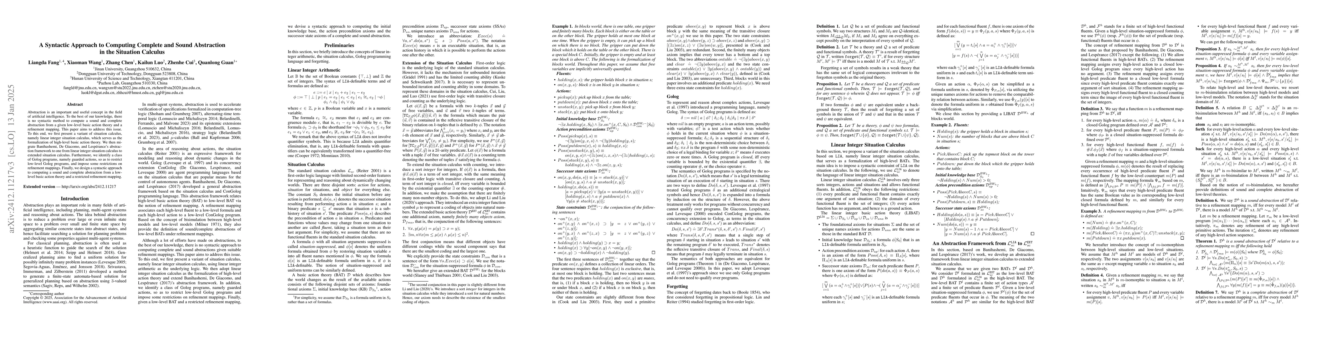 Thumbnail for A Syntactic Approach to Computing Complete and Sound Abstraction in the
  Situation Calculus