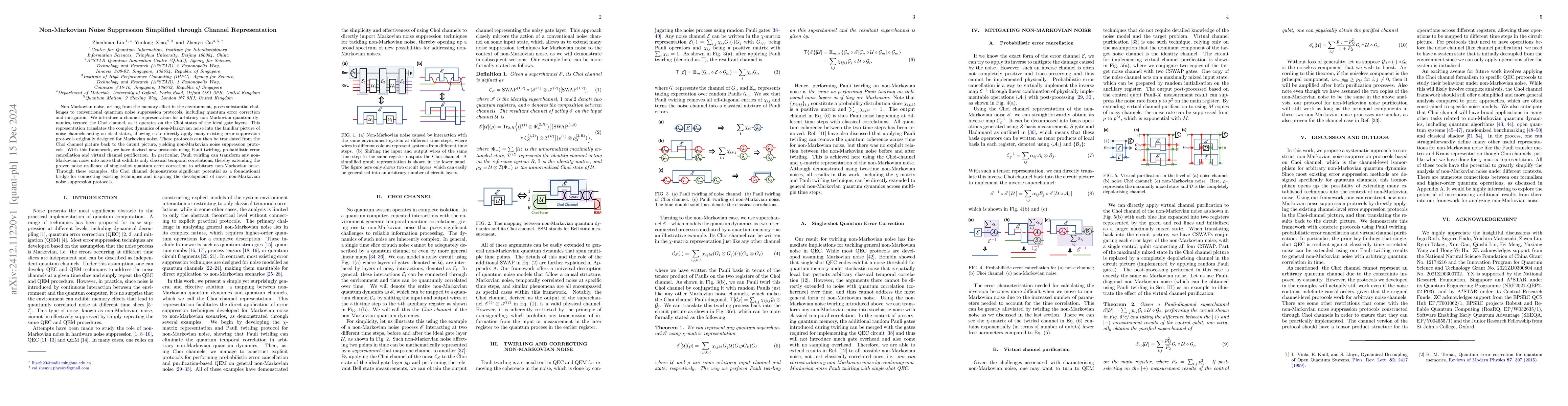 Thumbnail for Non-Markovian Noise Suppression Simplified through Channel
  Representation