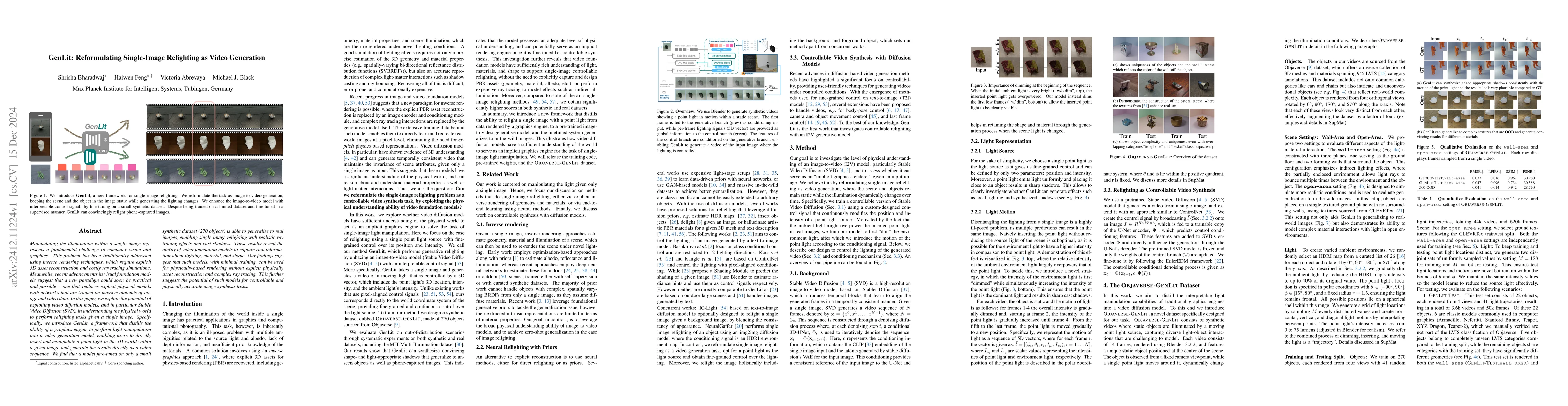 Thumbnail for GenLit: Reformulating Single-Image Relighting as Video Generation