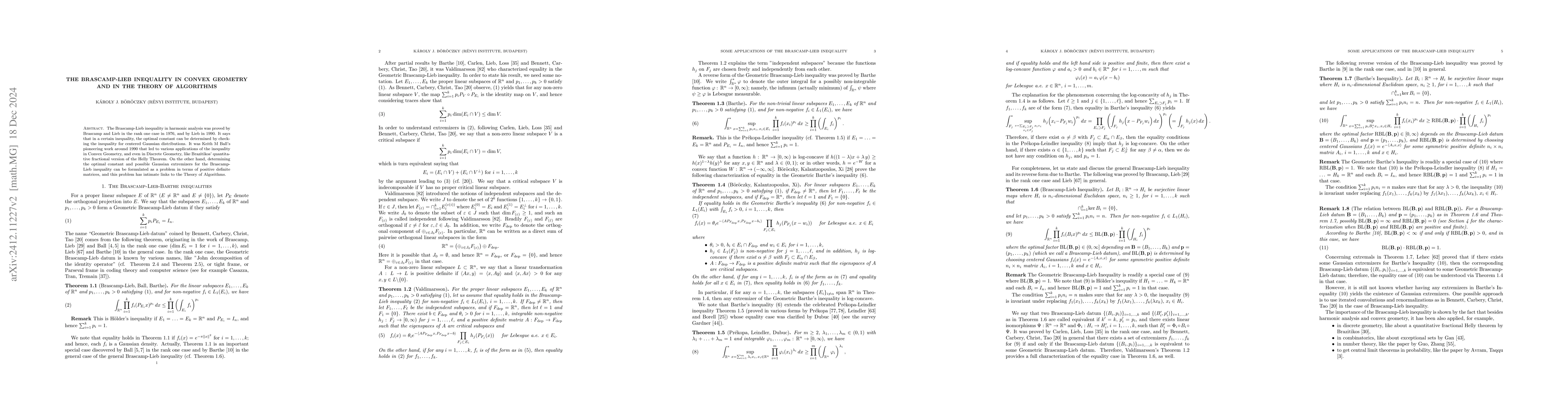 Thumbnail for The Brascamp-Lieb inequality in Convex Geometry and in the Theory of
  Algorithms