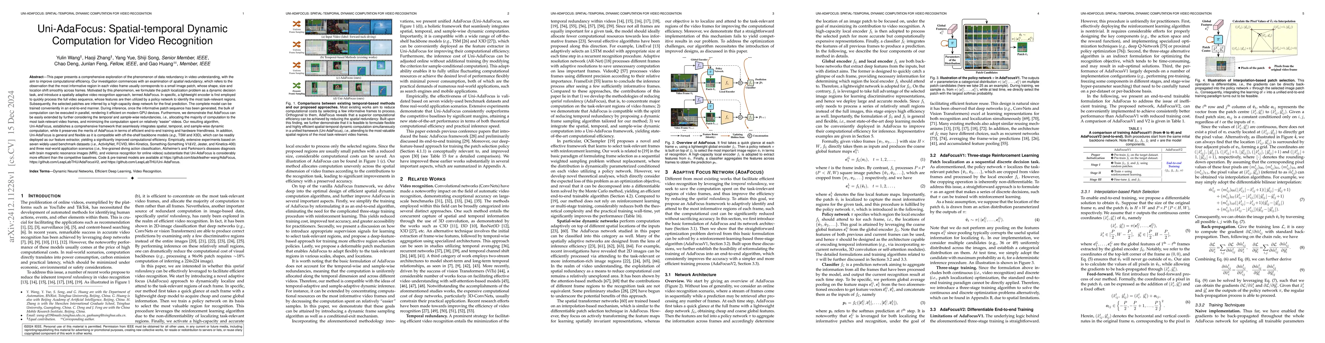 Thumbnail for Uni-AdaFocus: Spatial-temporal Dynamic Computation for Video Recognition