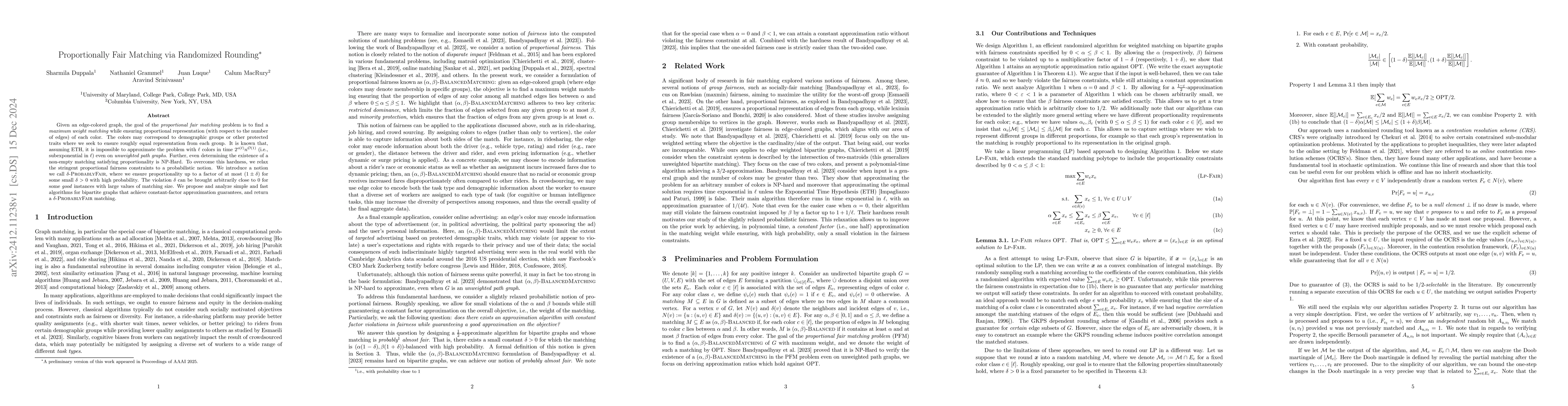 Thumbnail for Proportionally Fair Matching via Randomized Rounding