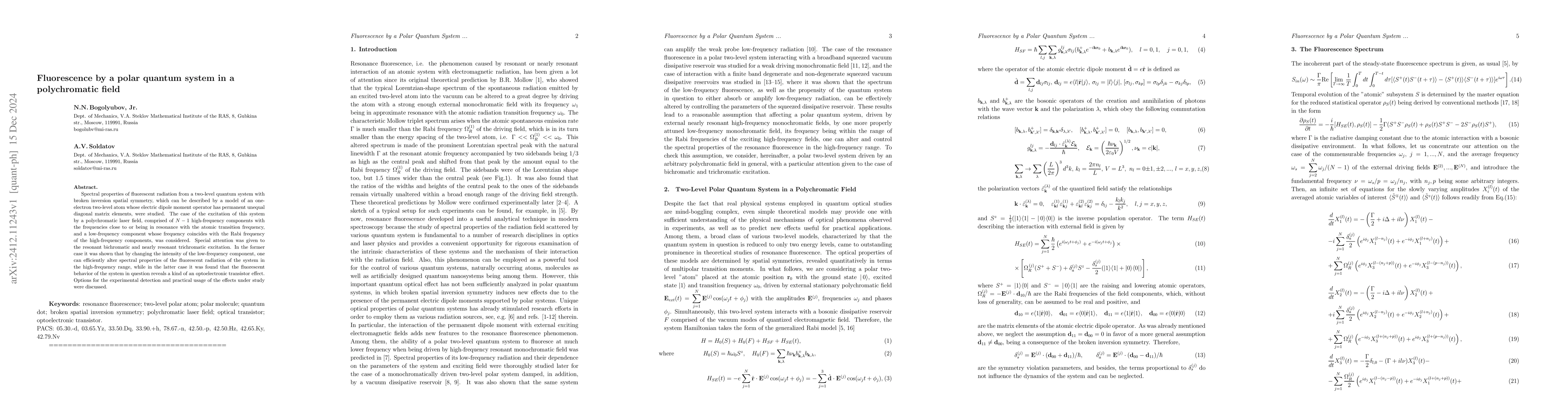 Thumbnail for Fluorescence by a polar quantum system in a polychromatic field
