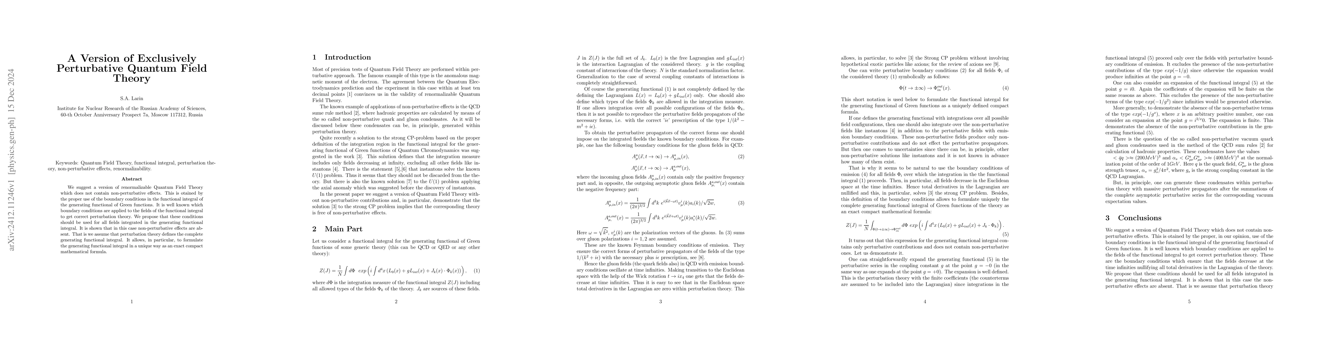 Thumbnail for A Version of Exclusively Perturbative Quantum Field Theory