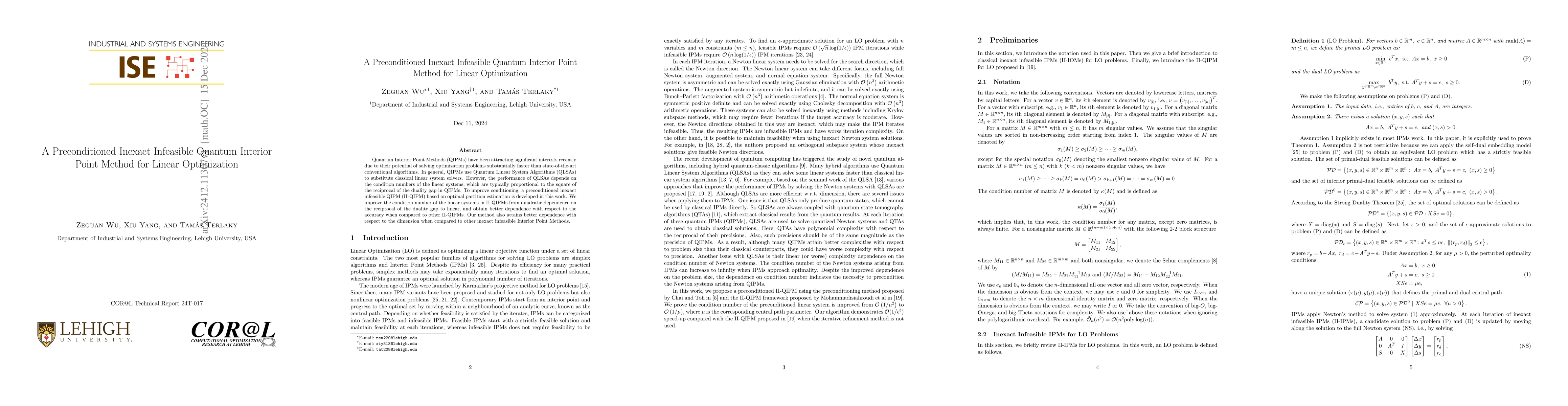 Thumbnail for A preconditioned inexact infeasible quantum interior point method for
  linear optimization