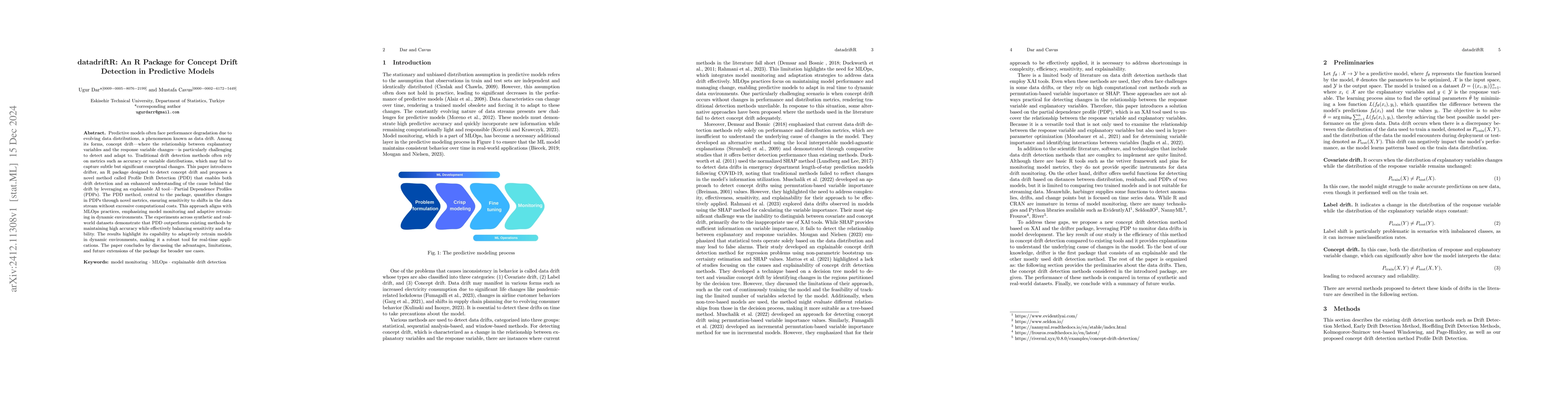 Thumbnail for datadriftR: An R Package for Concept Drift Detection in Predictive
  Models