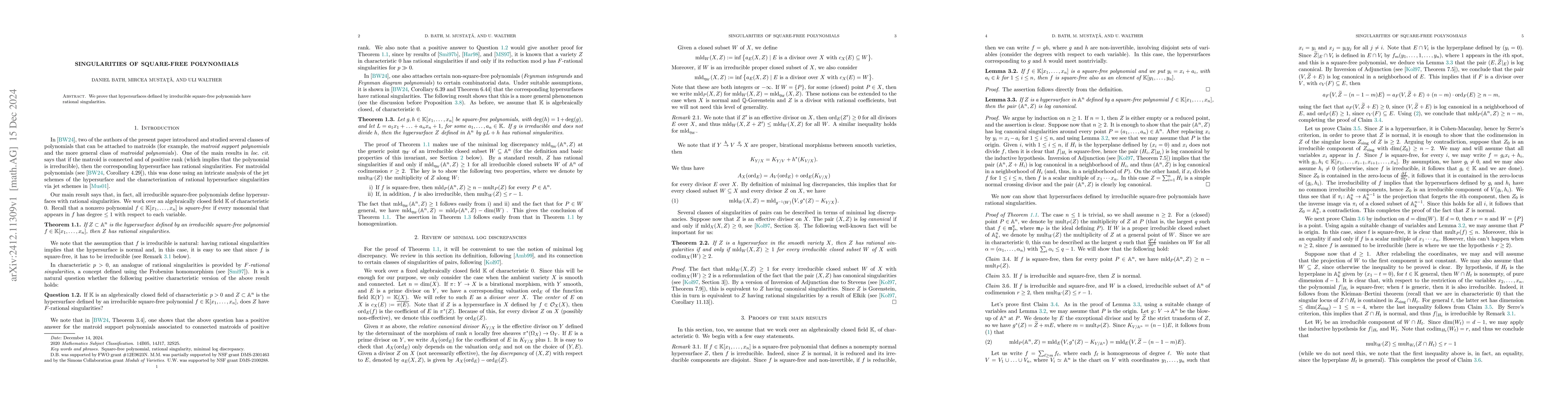 Thumbnail for Singularities of square-free polynomials