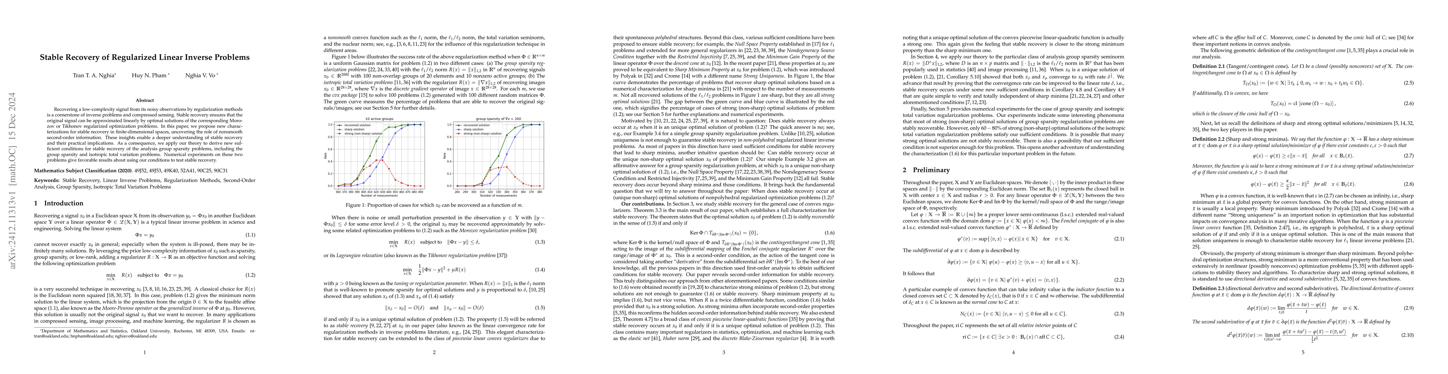 Thumbnail for Stable Recovery of Regularized Linear Inverse Problems