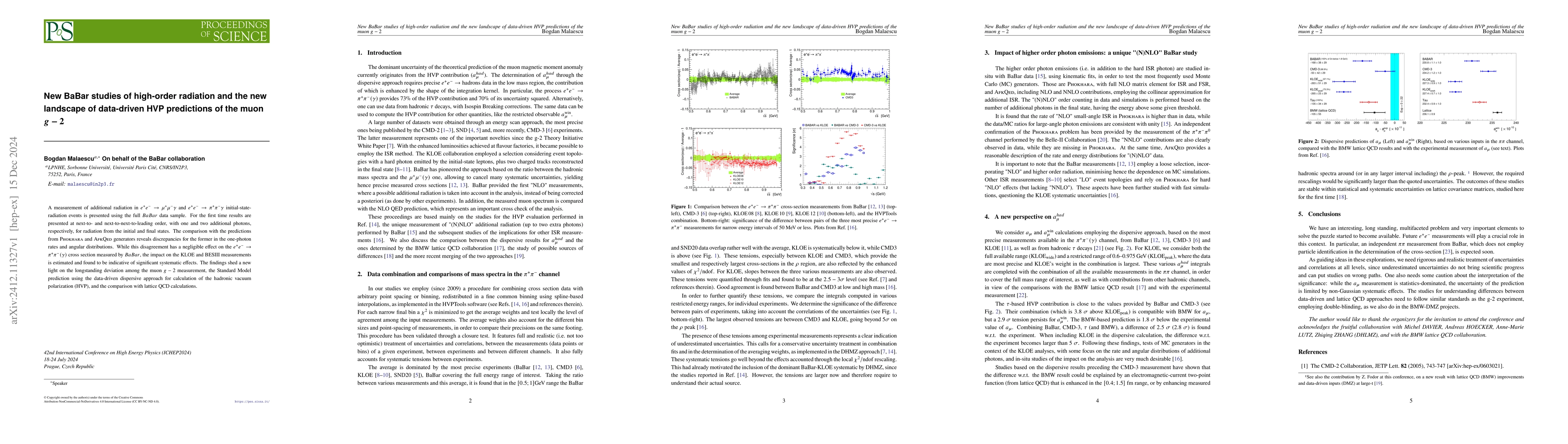 Thumbnail for New BaBar studies of high-order radiation and the new landscape of
  data-driven HVP predictions of the muon g-2