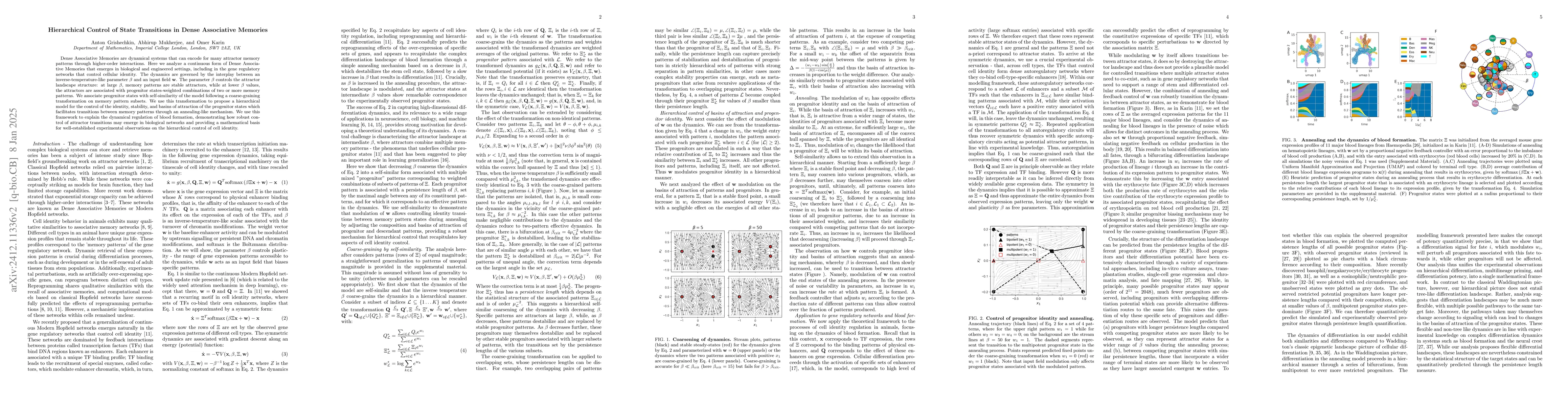 Thumbnail for Hierarchical Control of State Transitions in Dense Associative Memories