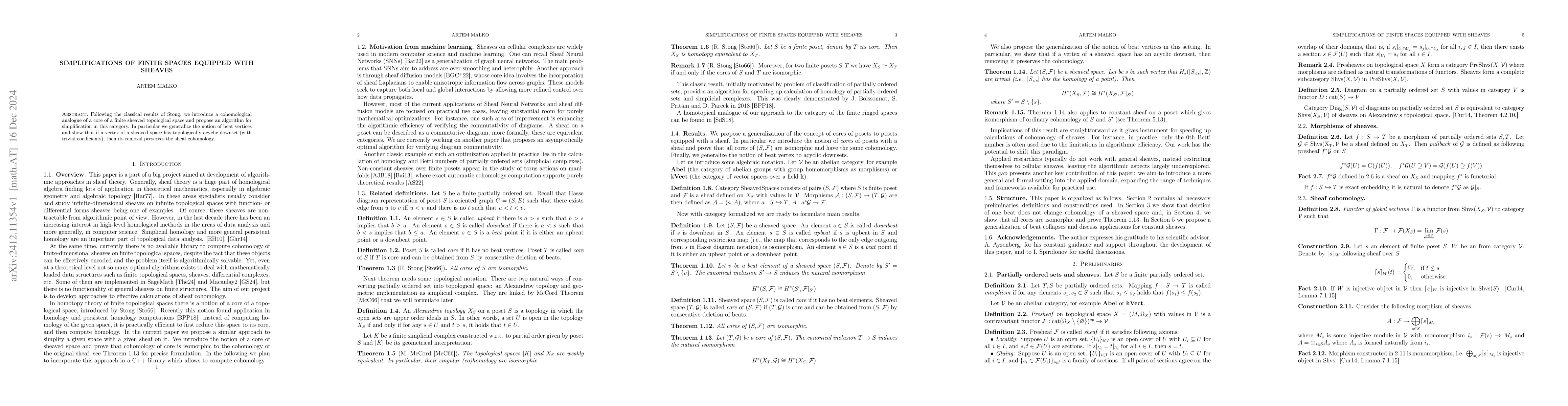 Thumbnail for Simplifications of finite spaces equipped with sheaves