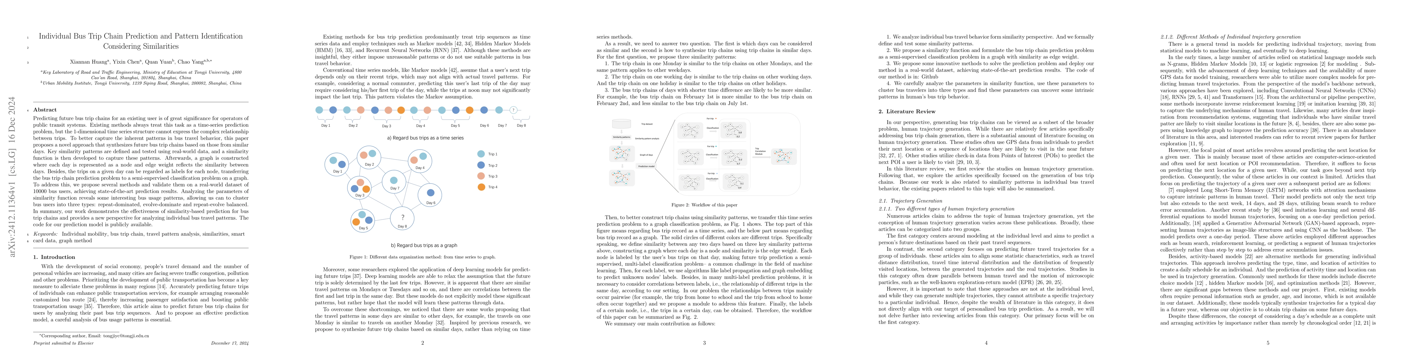 Thumbnail for Individual Bus Trip Chain Prediction and Pattern Identification
  Considering Similarities