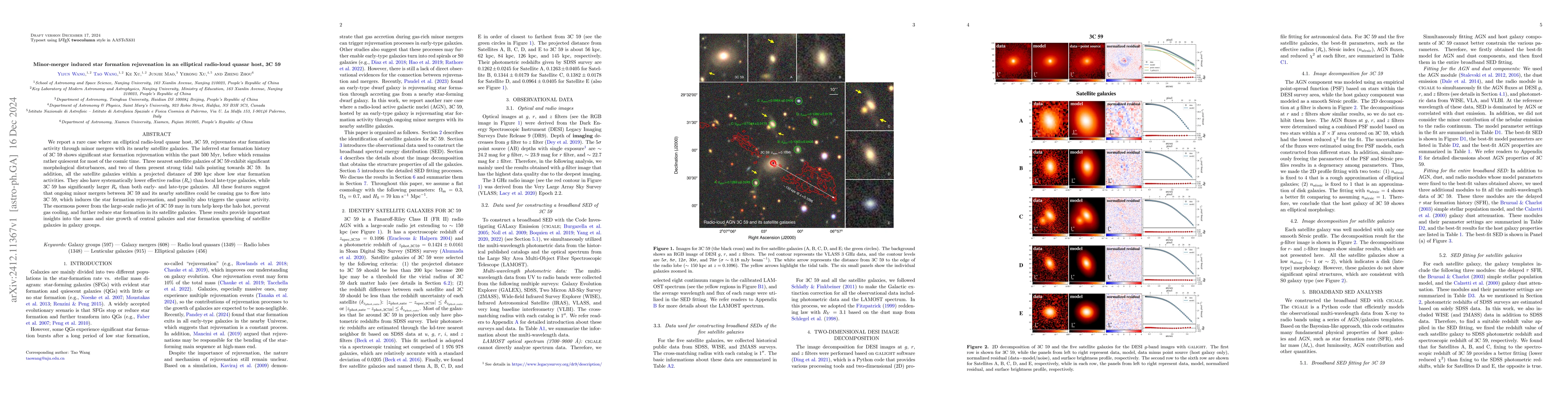 Thumbnail for Minor-merger induced star formation rejuvenation in an elliptical
  radio-loud quasar host, 3C 59