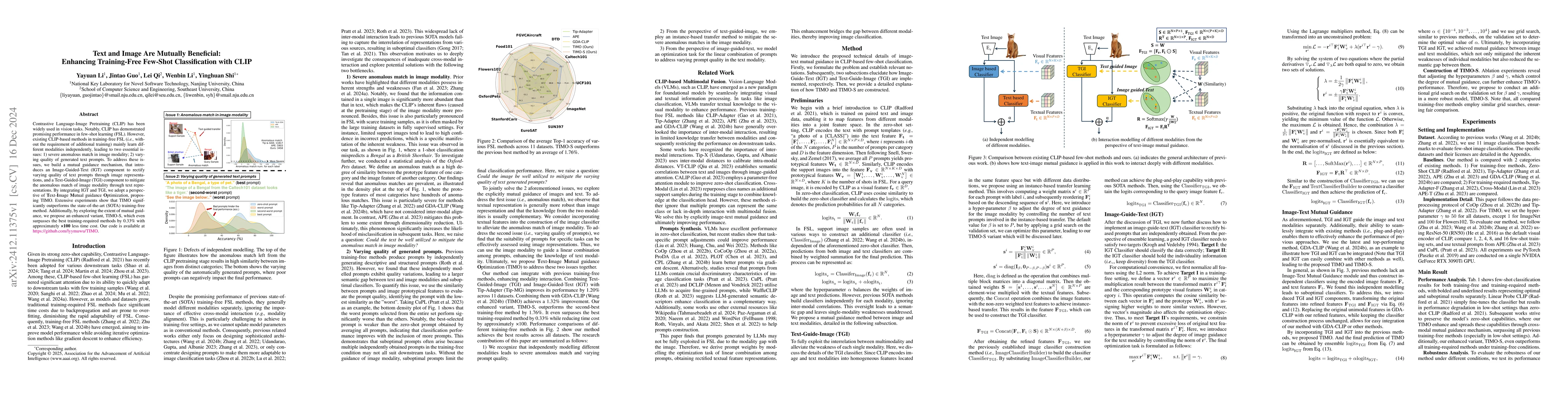 Thumbnail for Text and Image Are Mutually Beneficial: Enhancing Training-Free Few-Shot
  Classification with CLIP