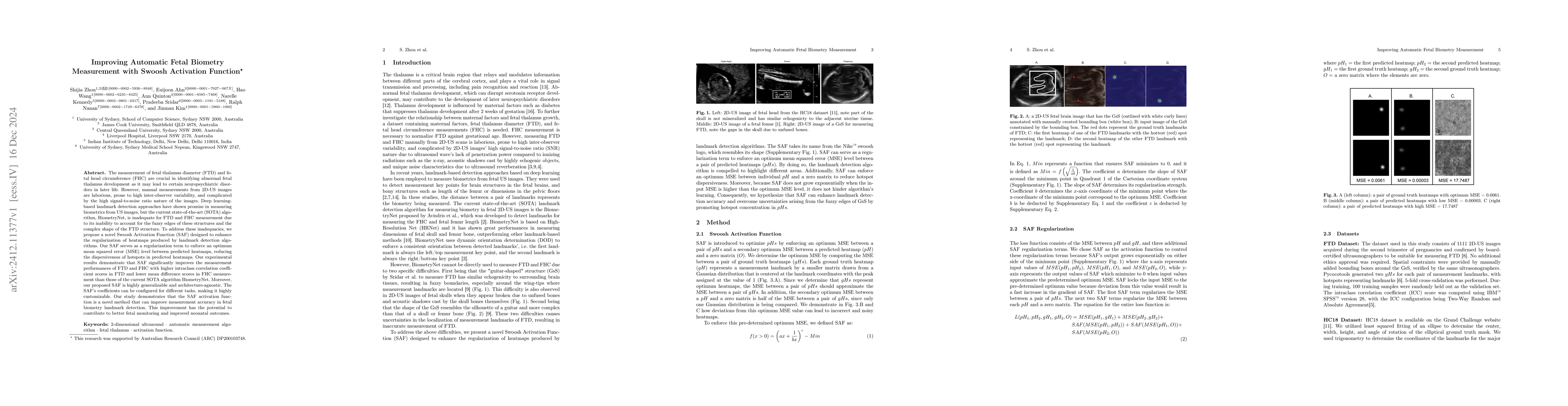 Thumbnail for Improving Automatic Fetal Biometry Measurement with Swoosh Activation
  Function