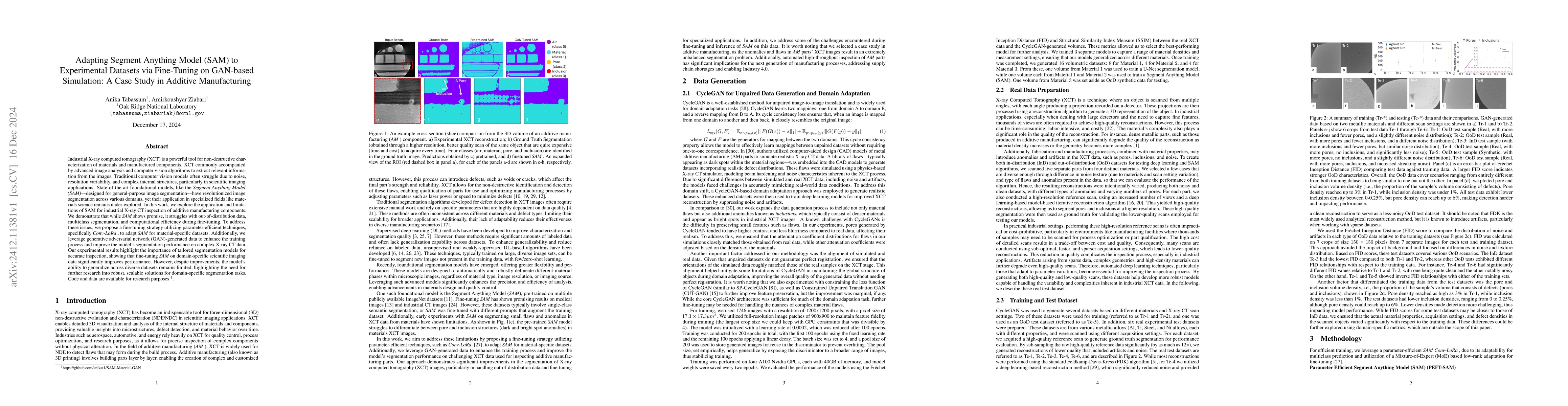 Thumbnail for Adapting Segment Anything Model (SAM) to Experimental Datasets via
  Fine-Tuning on GAN-based Simulation: A Case Study in Additive Manufacturing