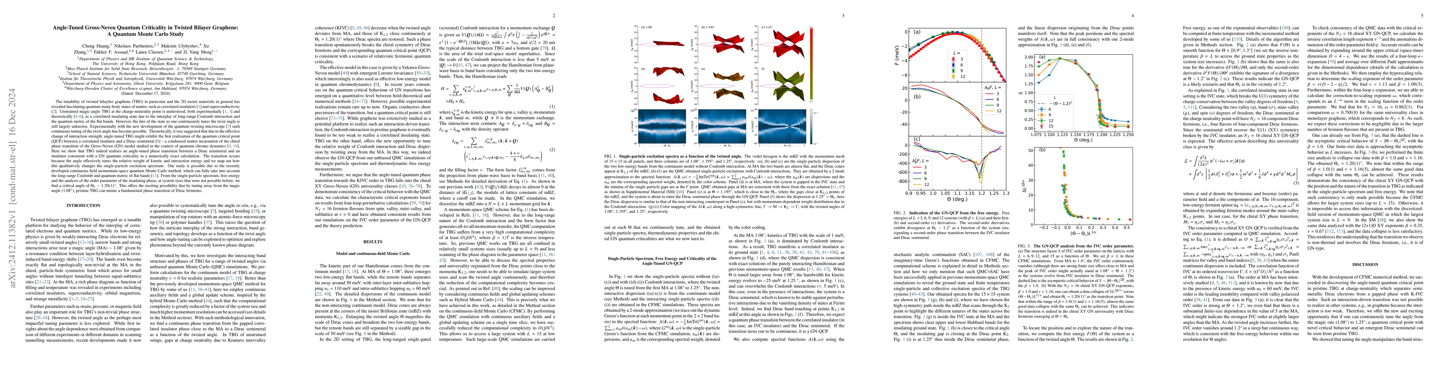 Thumbnail for Angle-Tuned Gross-Neveu Quantum Criticality in Twisted Bilayer Graphene:
  A Quantum Monte Carlo Study
