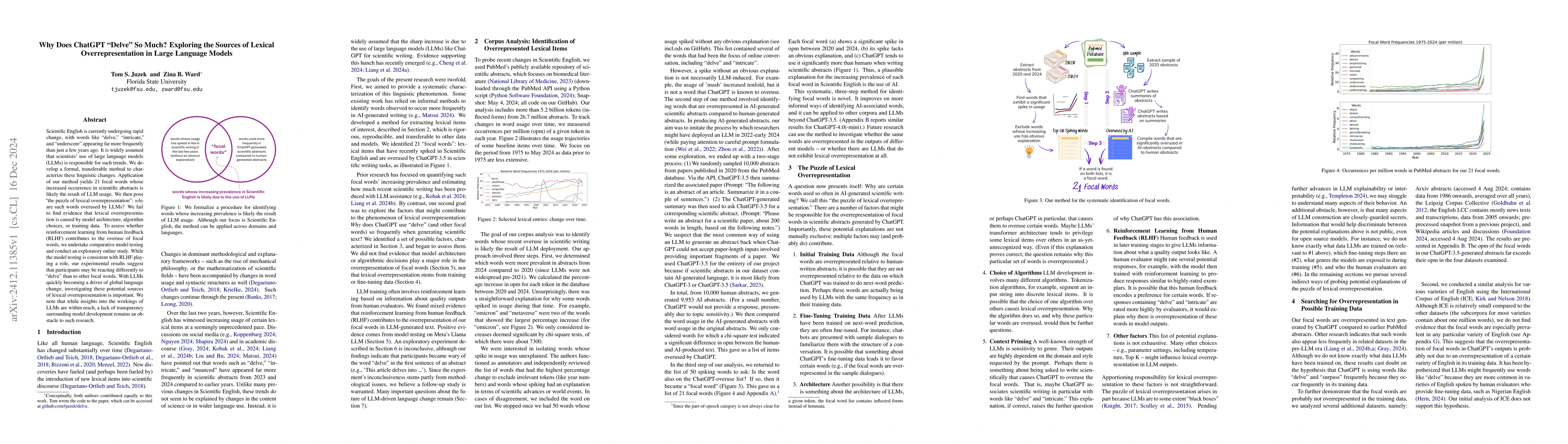 Thumbnail for Why Does ChatGPT "Delve" So Much? Exploring the Sources of Lexical
  Overrepresentation in Large Language Models