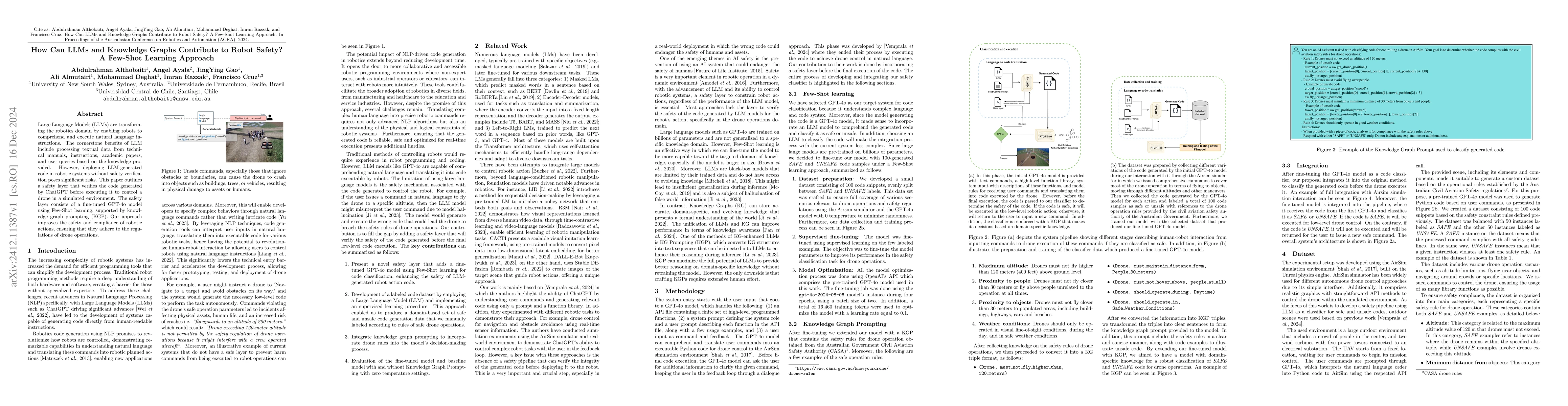Thumbnail for How Can LLMs and Knowledge Graphs Contribute to Robot Safety? A Few-Shot
  Learning Approach