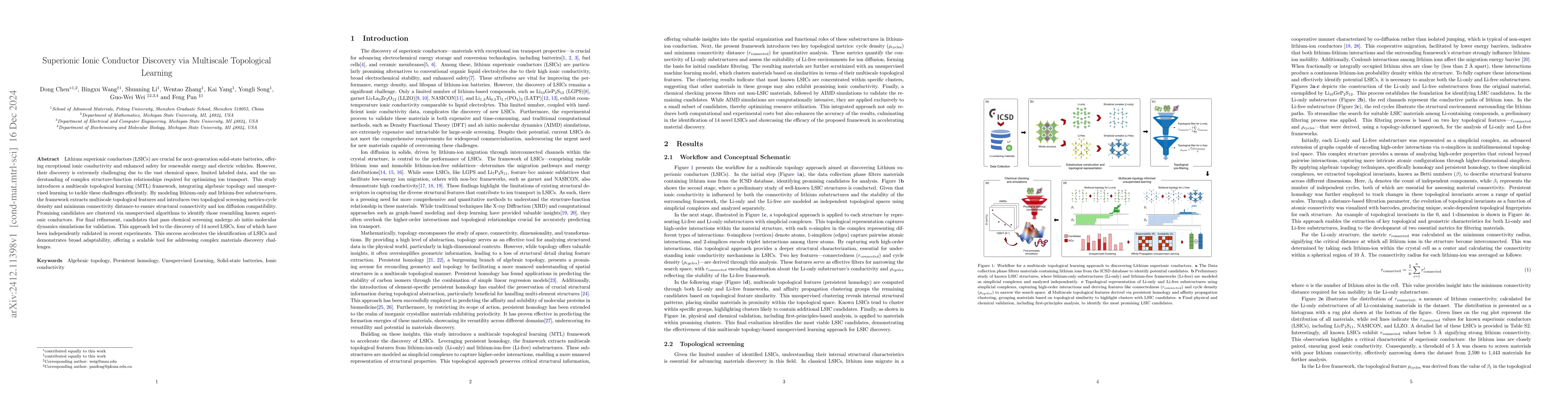Thumbnail for Superionic Ionic Conductor Discovery via Multiscale Topological Learning