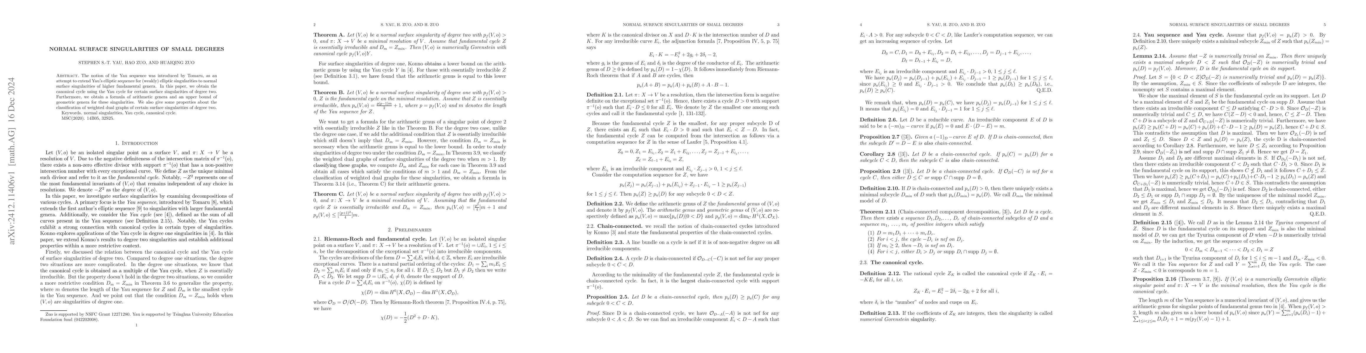 Thumbnail for Normal surface singularities of small degrees