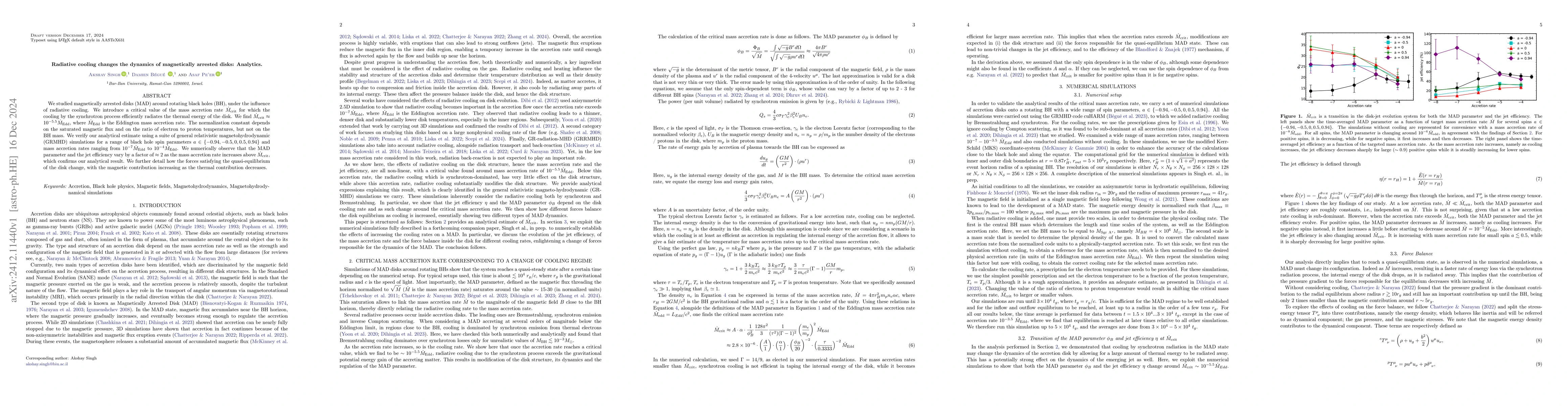 Thumbnail for Radiative cooling changes the dynamics of magnetically arrested disks:
  Analytics