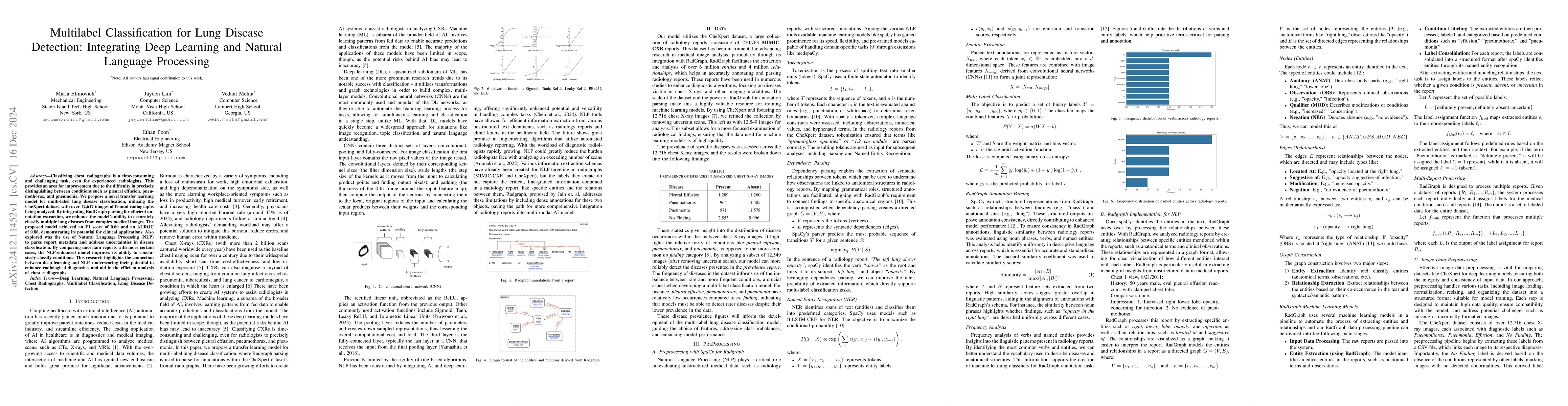 Thumbnail for Multilabel Classification for Lung Disease Detection: Integrating Deep
  Learning and Natural Language Processing