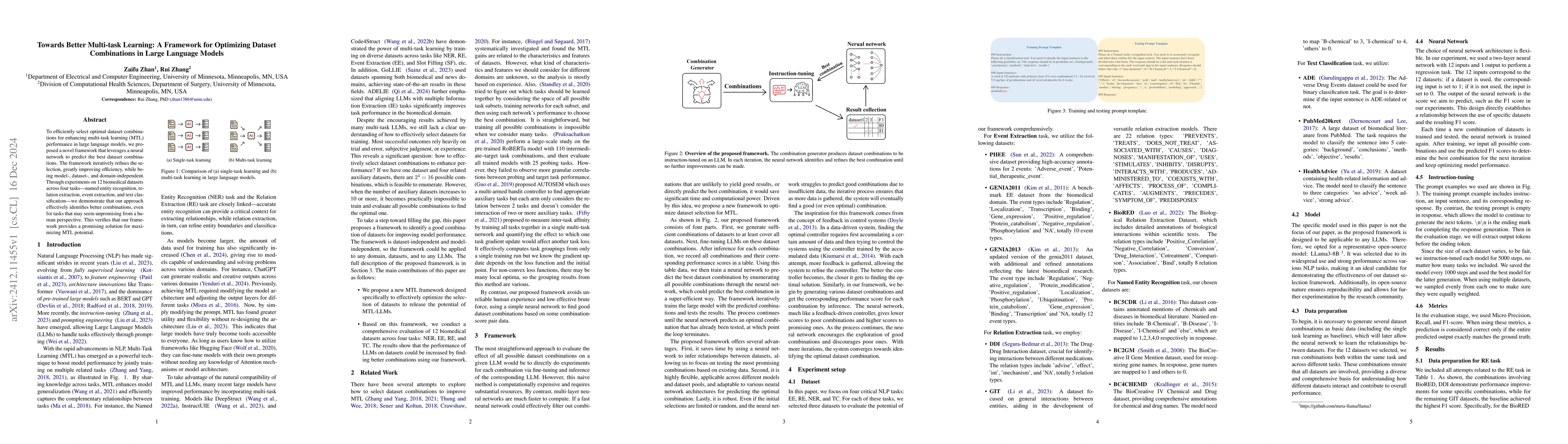 Thumbnail for Towards Better Multi-task Learning: A Framework for Optimizing Dataset
  Combinations in Large Language Models