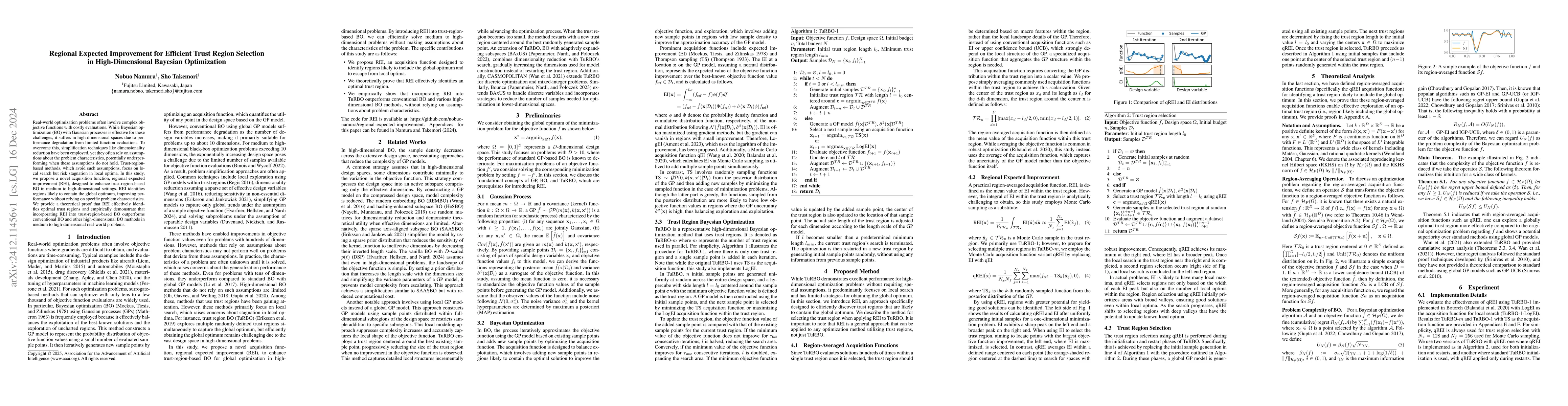 Thumbnail for Regional Expected Improvement for Efficient Trust Region Selection in
  High-Dimensional Bayesian Optimization