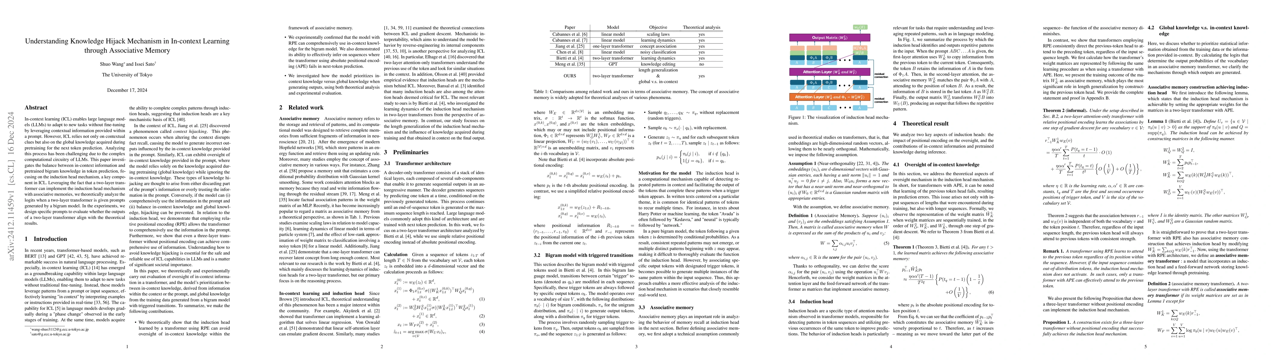 Thumbnail for Understanding Knowledge Hijack Mechanism in In-context Learning through
  Associative Memory