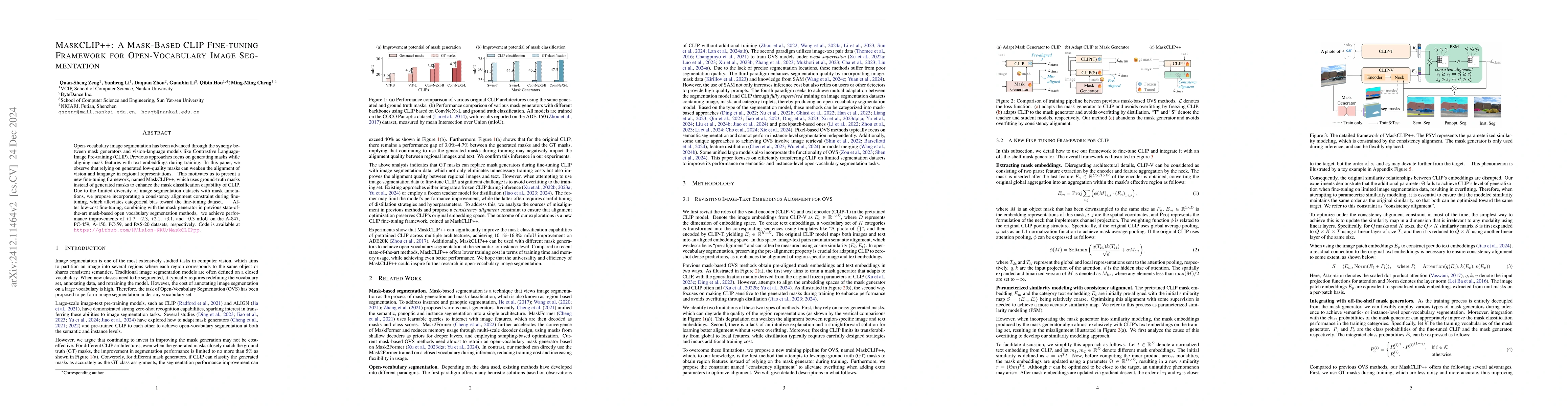Thumbnail for MaskCLIP++: A Mask-Based CLIP Fine-tuning Framework for Open-Vocabulary
  Image Segmentation