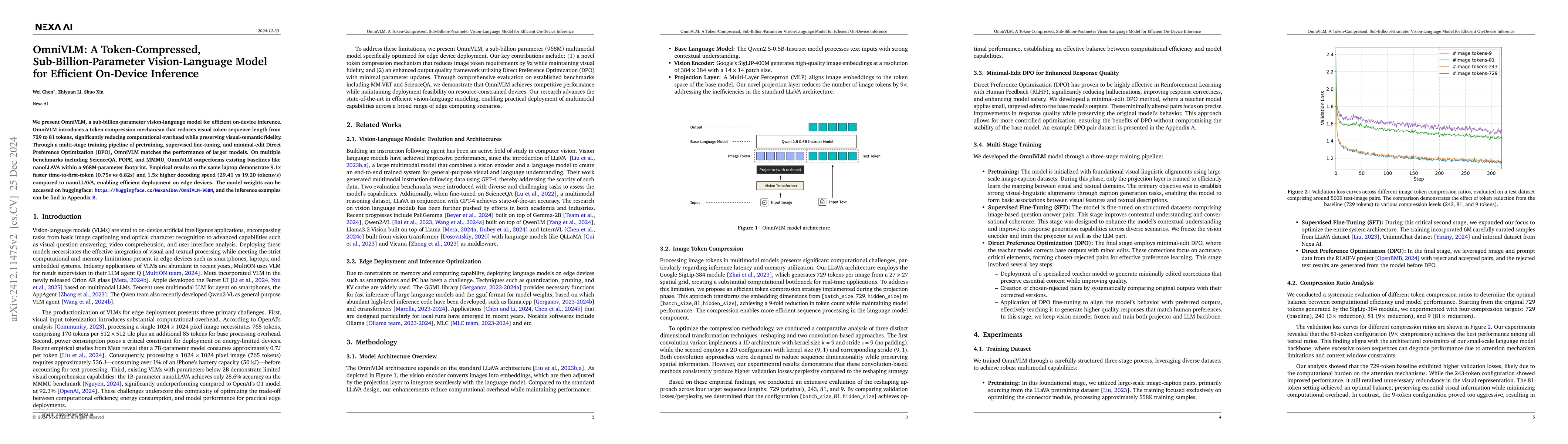 Thumbnail for OmniVLM: A Token-Compressed, Sub-Billion-Parameter Vision-Language Model
  for Efficient On-Device Inference