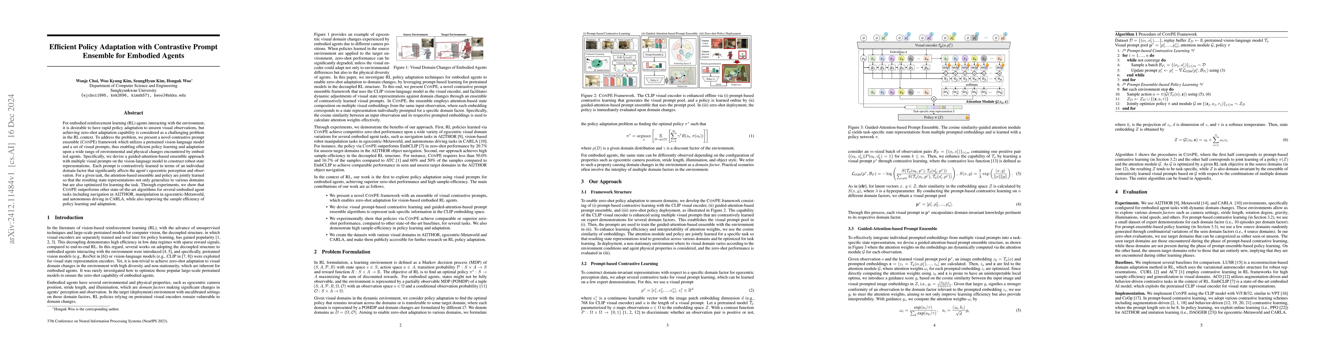Thumbnail for Efficient Policy Adaptation with Contrastive Prompt Ensemble for
  Embodied Agents