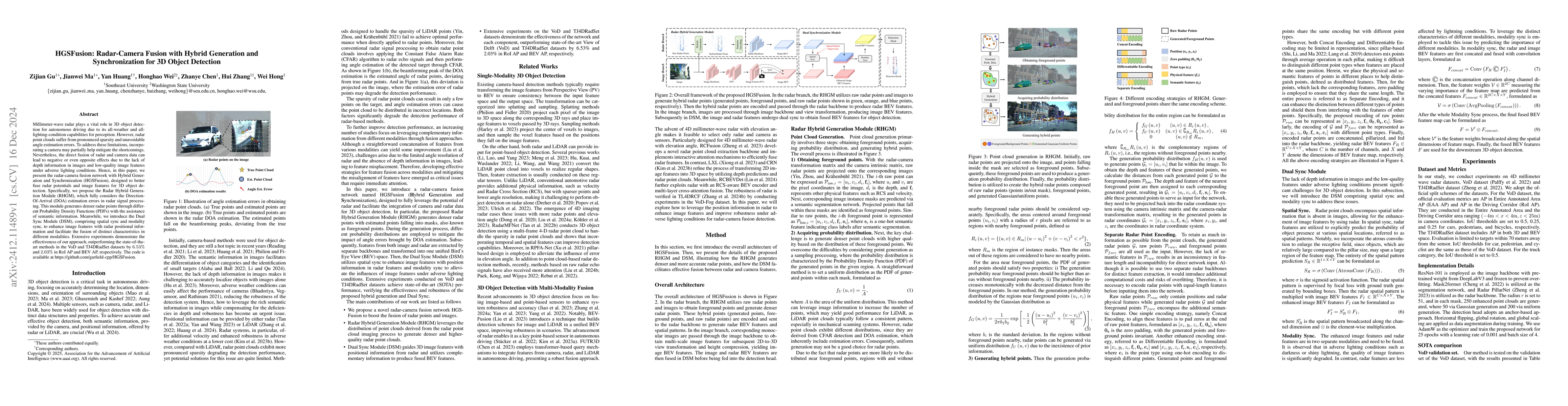 Thumbnail for HGSFusion: Radar-Camera Fusion with Hybrid Generation and
  Synchronization for 3D Object Detection