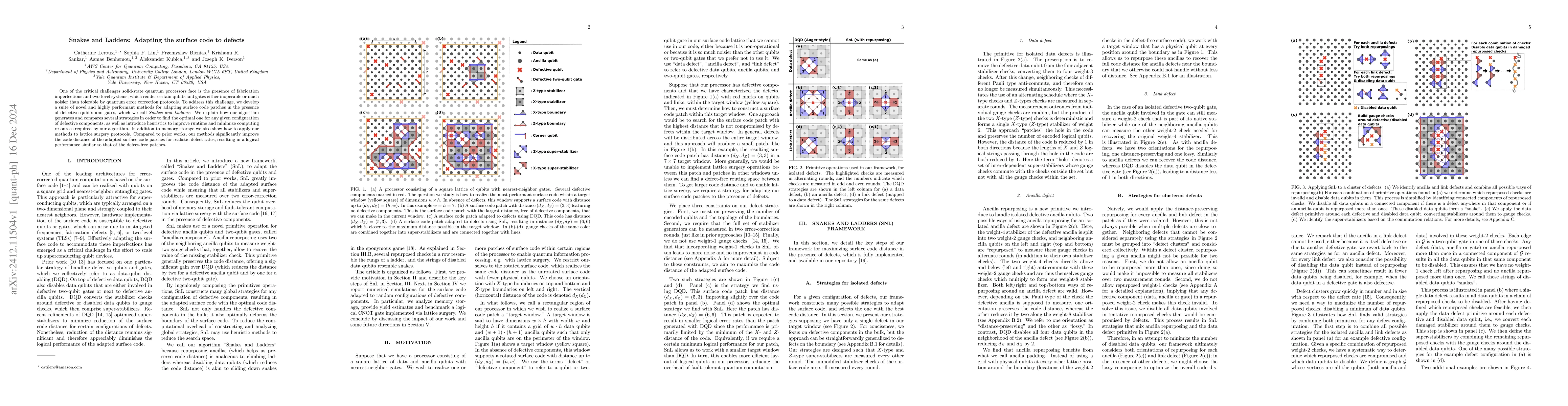 Thumbnail for Snakes and Ladders: Adapting the surface code to defects