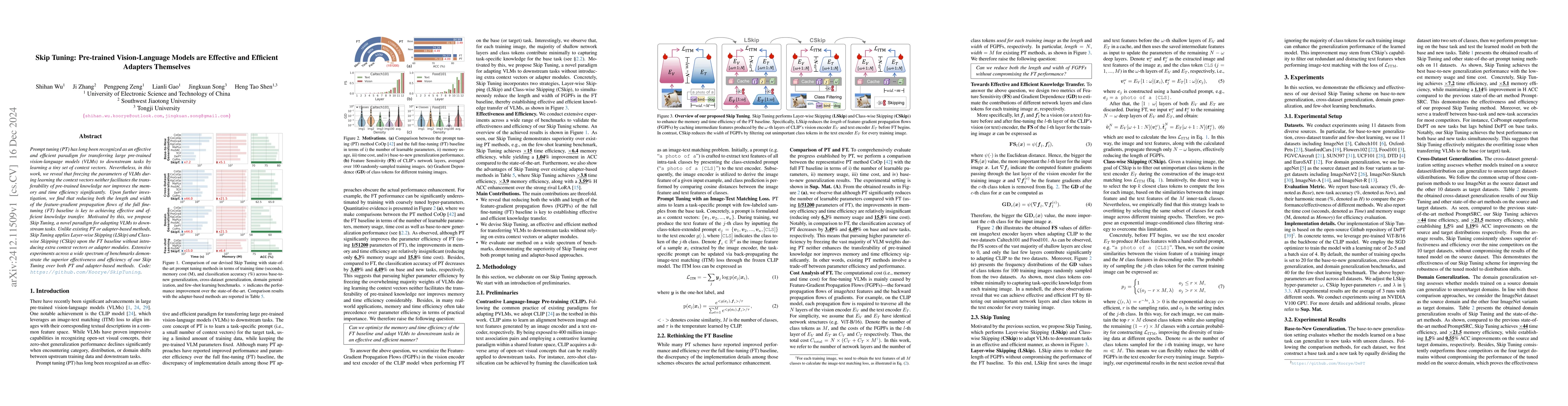 Thumbnail for Skip Tuning: Pre-trained Vision-Language Models are Effective and
  Efficient Adapters Themselves