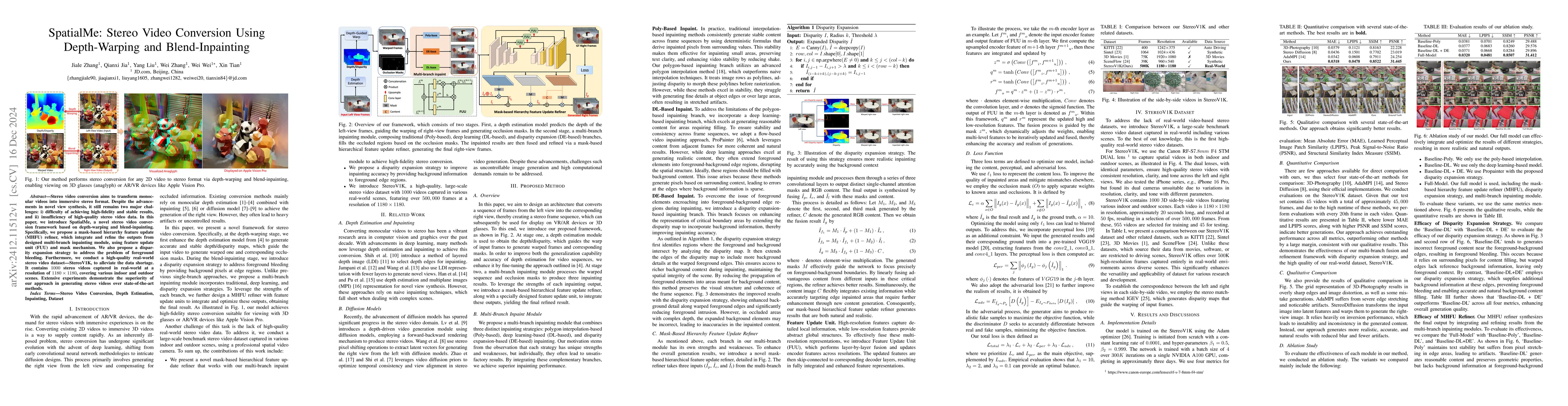 Thumbnail for SpatialMe: Stereo Video Conversion Using Depth-Warping and
  Blend-Inpainting