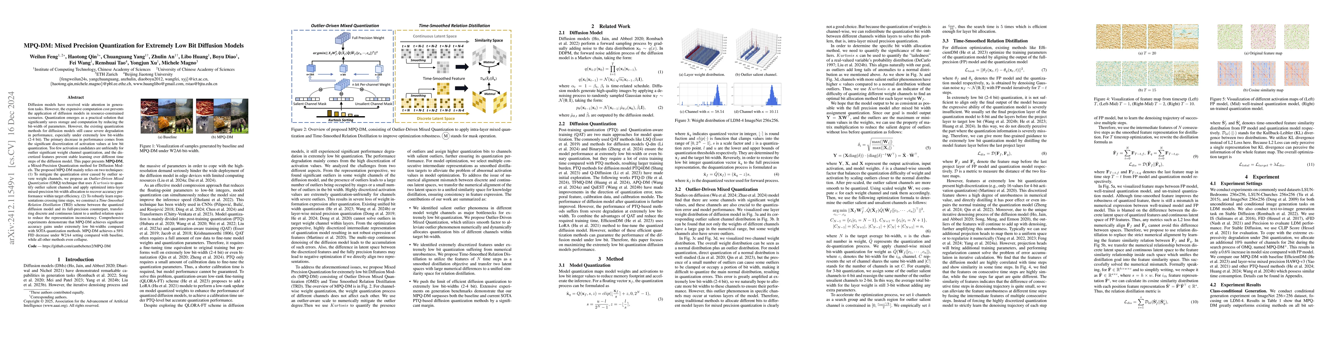 Thumbnail for MPQ-DM: Mixed Precision Quantization for Extremely Low Bit Diffusion
  Models