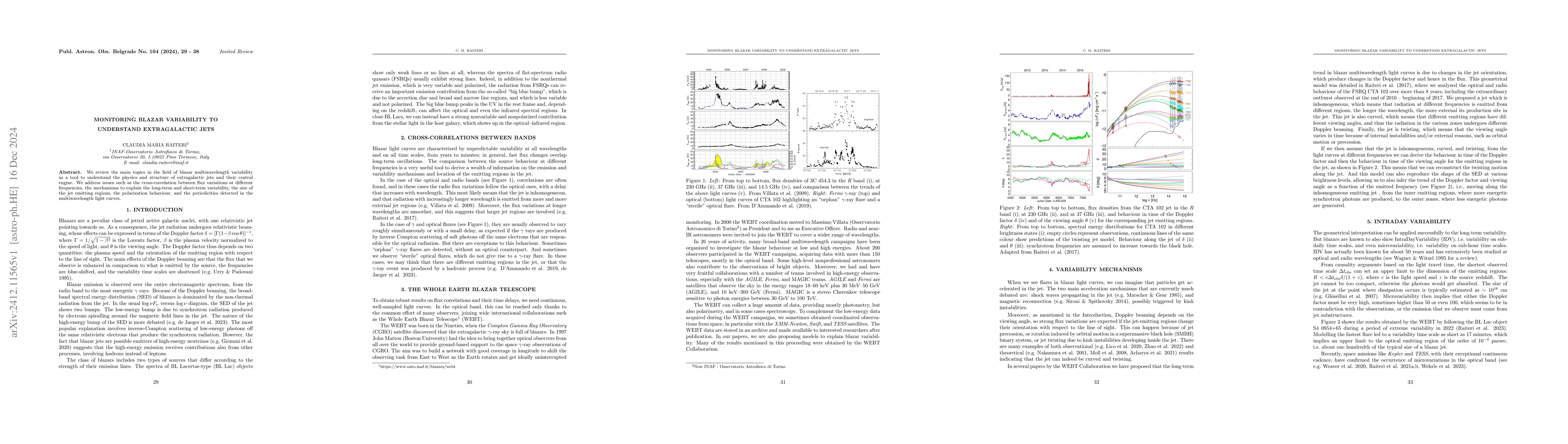 Thumbnail for Monitoring blazar variability to understand extragalactic jets