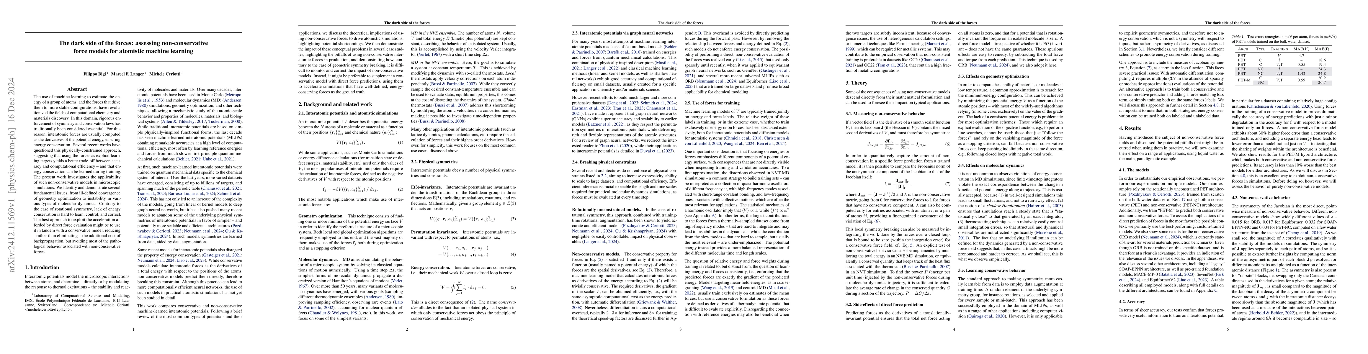 Thumbnail for The dark side of the forces: assessing non-conservative force models for
  atomistic machine learning
