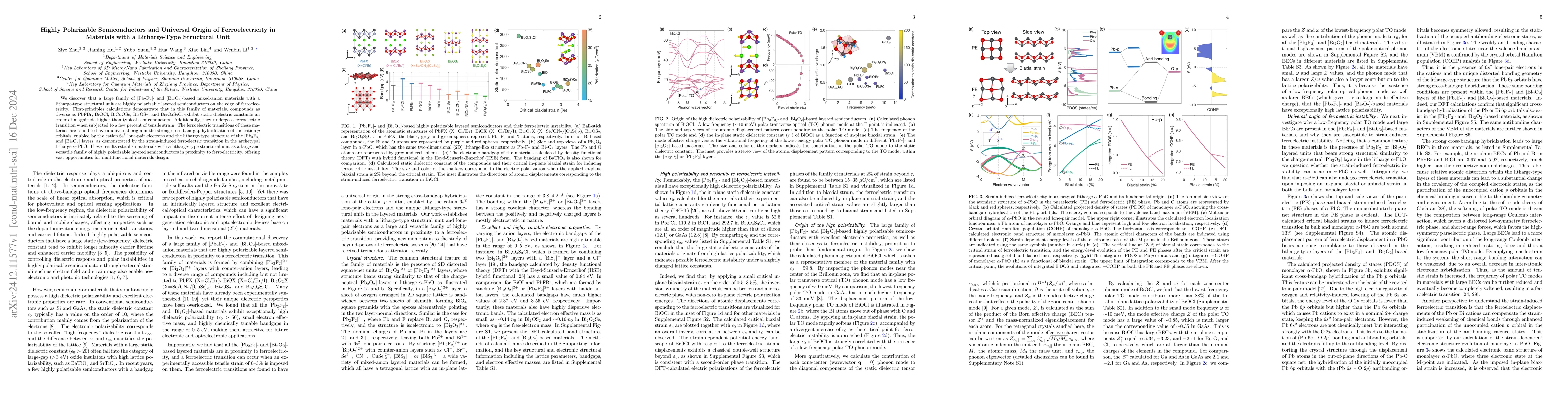 Thumbnail for Highly Polarizable Semiconductors and Universal Origin of
  Ferroelectricity in Materials with a Litharge-Type Structural Unit