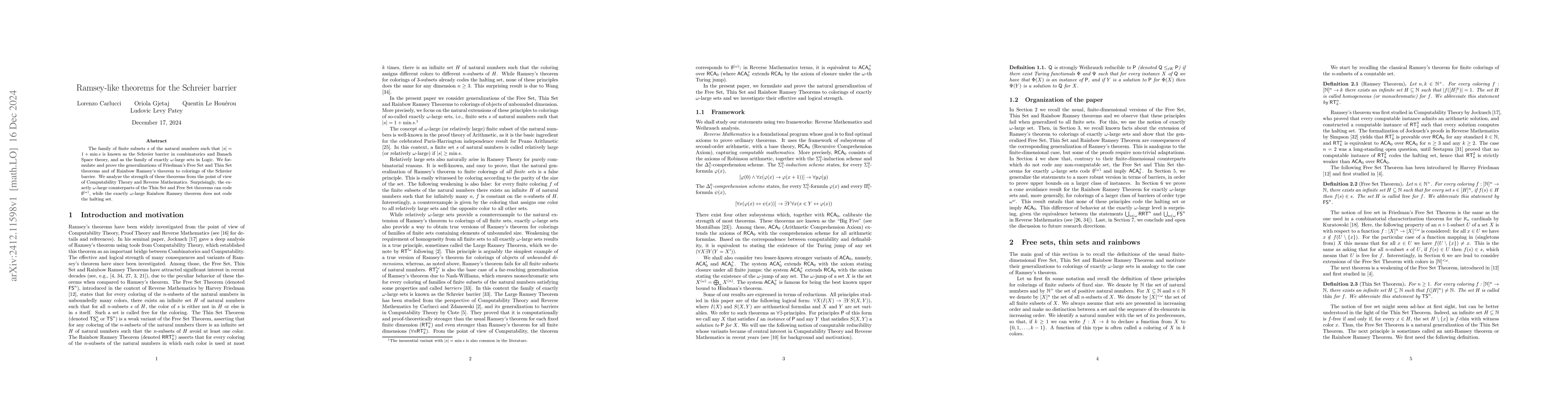 Thumbnail for Ramsey-like theorems for the Schreier barrier