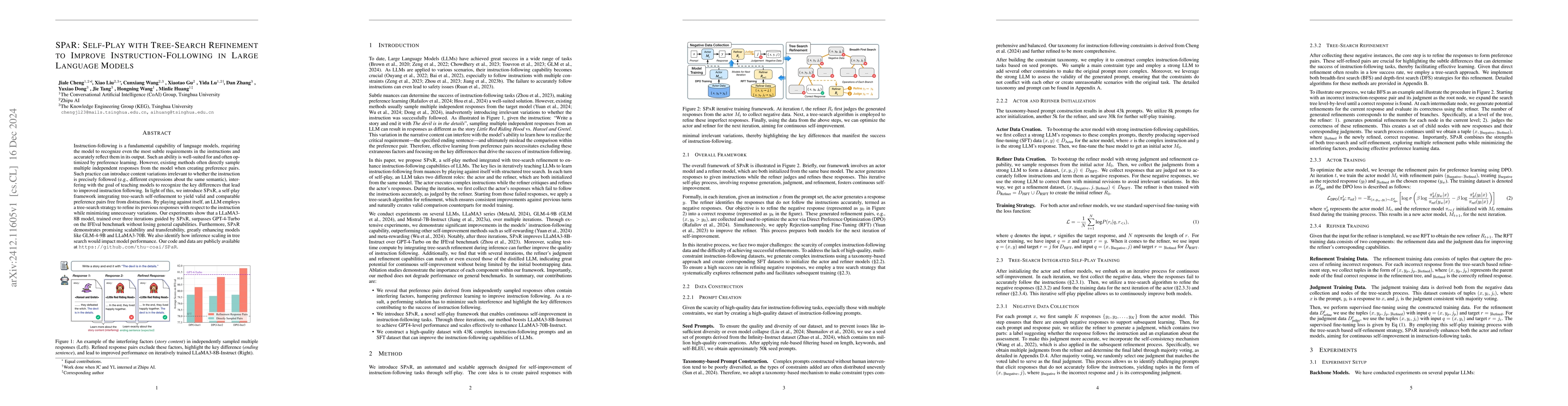 Thumbnail for SPaR: Self-Play with Tree-Search Refinement to Improve
  Instruction-Following in Large Language Models