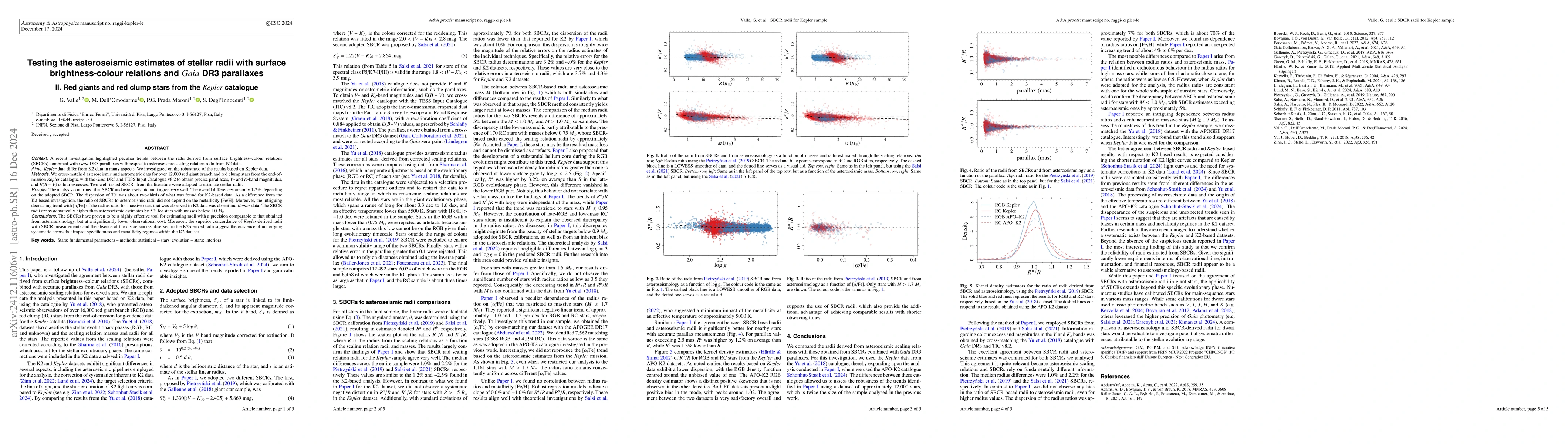 Thumbnail for Testing the asteroseismic estimates of stellar radii with surface
  brightness-colour relations and {\it Gaia} DR3 parallaxes. II. Red giants and
  red clump stars from the {\it Kepler} catalogue