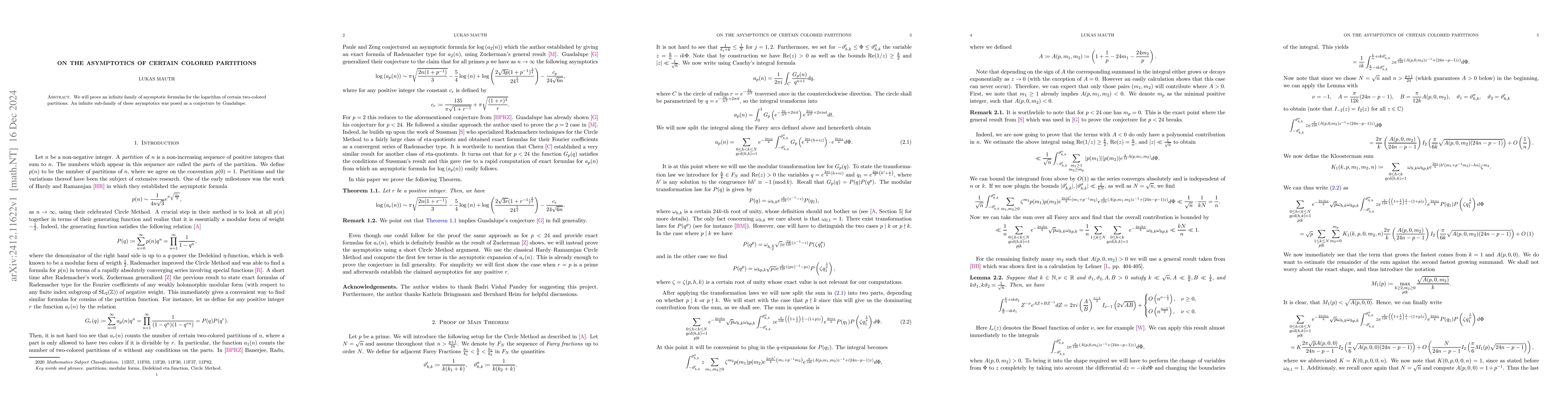 Thumbnail for On the asymptotics of certain colored partitions