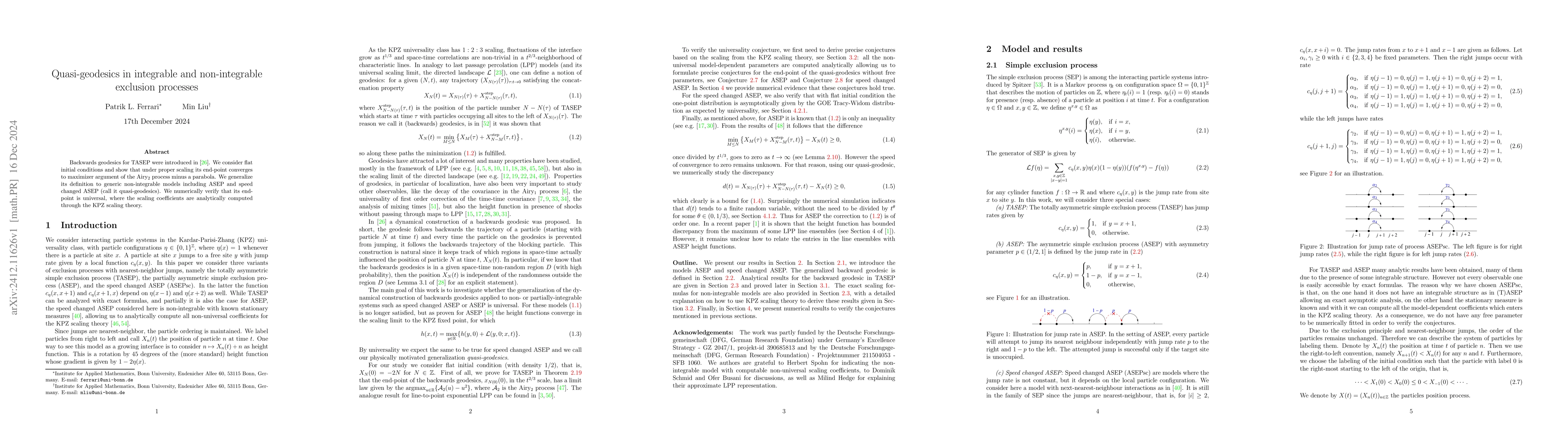 Thumbnail for Quasi-geodesics in integrable and non-integrable exclusion processes