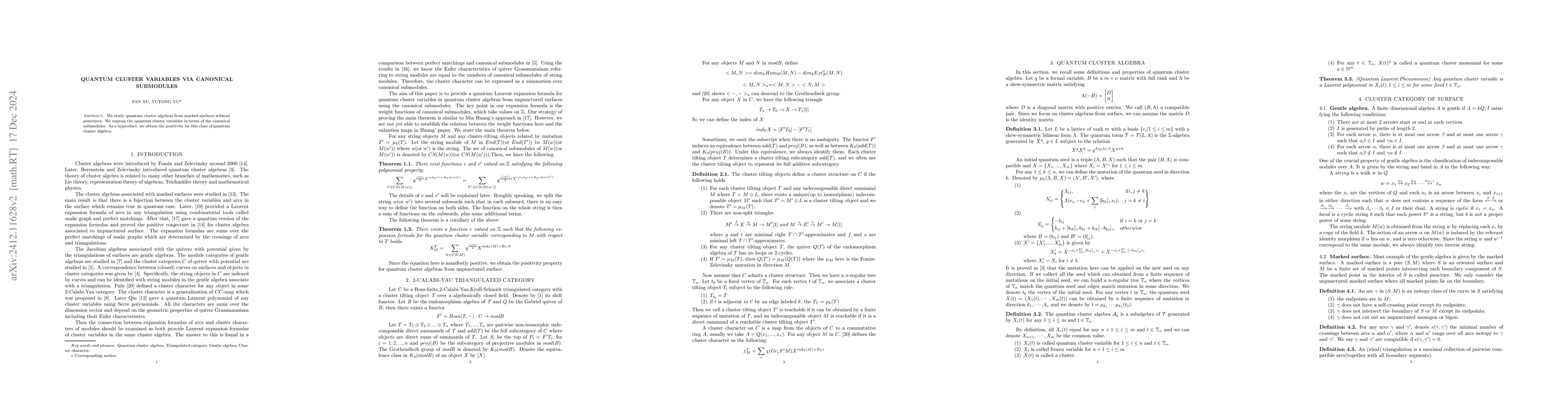 Thumbnail for Quantum cluster variables via canonical submodules