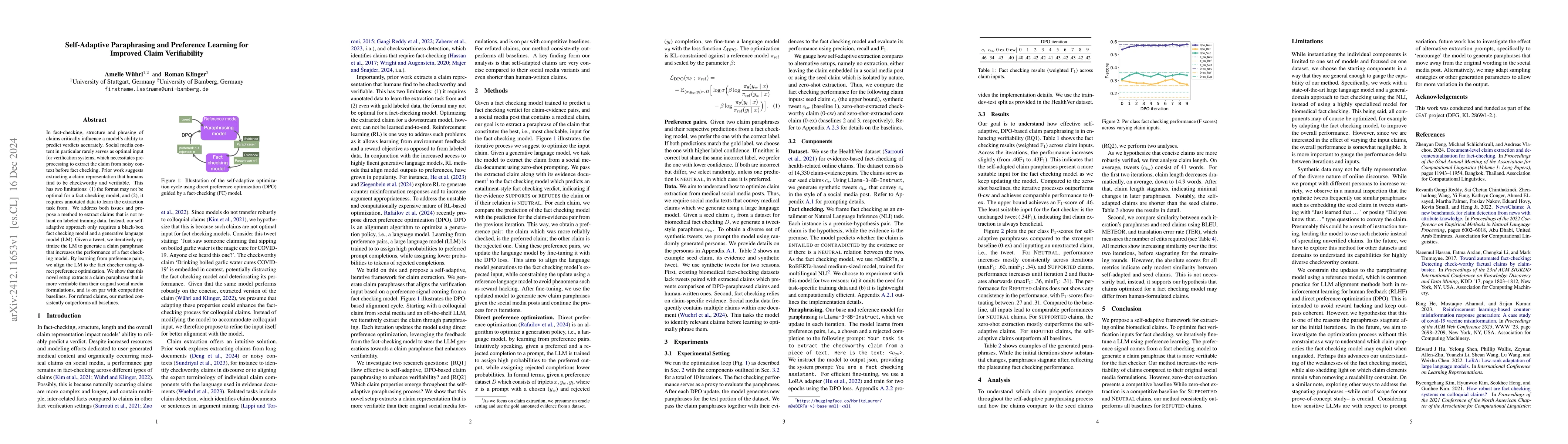 Thumbnail for Self-Adaptive Paraphrasing and Preference Learning for Improved Claim
  Verifiability
