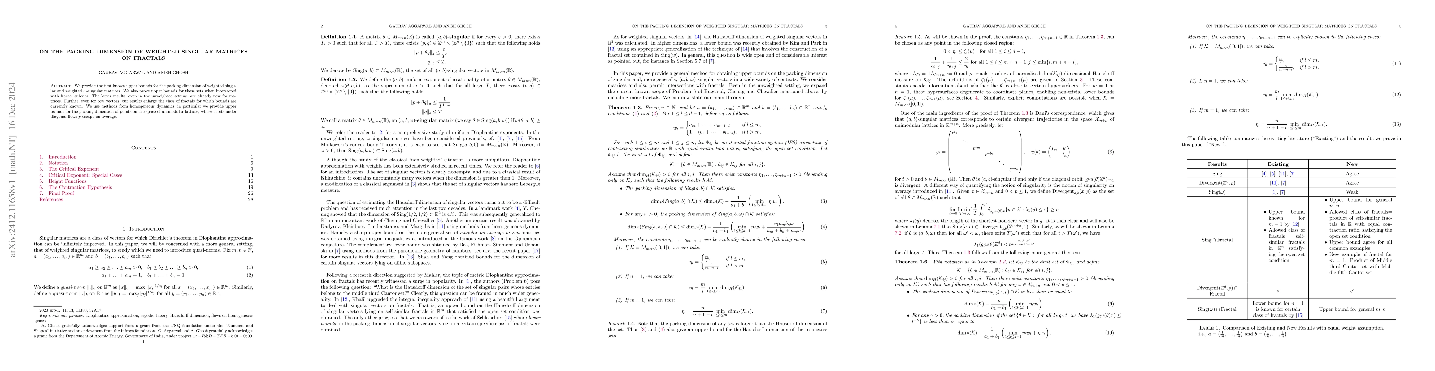 Thumbnail for On the packing dimension of weighted singular matrices on fractals